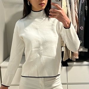 Anthropologie white and black outlined sweater